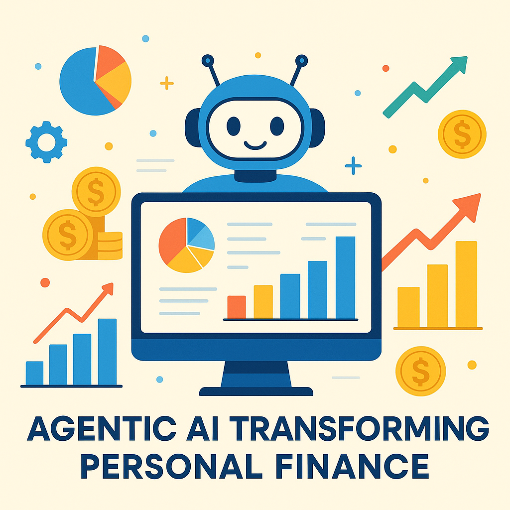 Illustration of Agentic AI transforming personal finance with automated data visualization