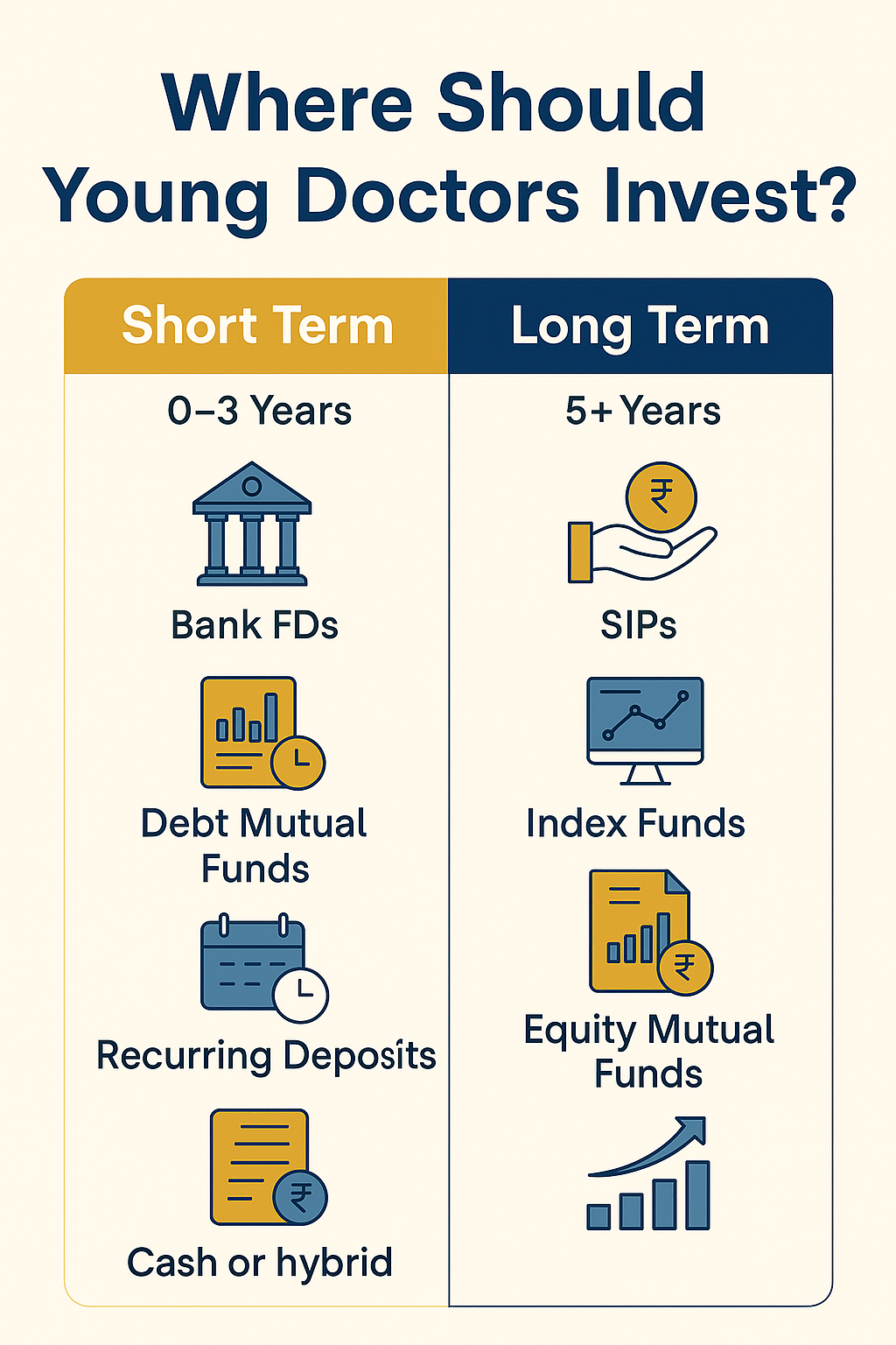 Short-term vs long-term investment options for young doctors